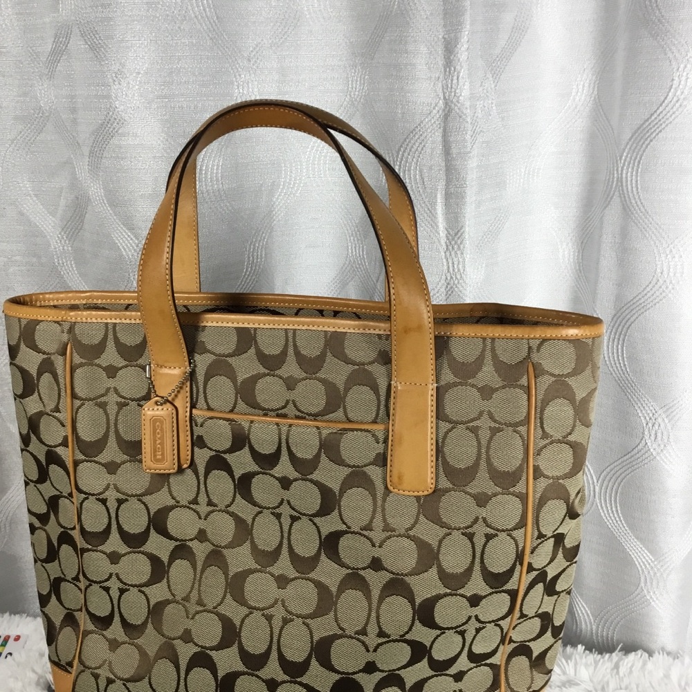 Coach Signature Canvas Tote in Tan and Brown - Picture 7 of 15